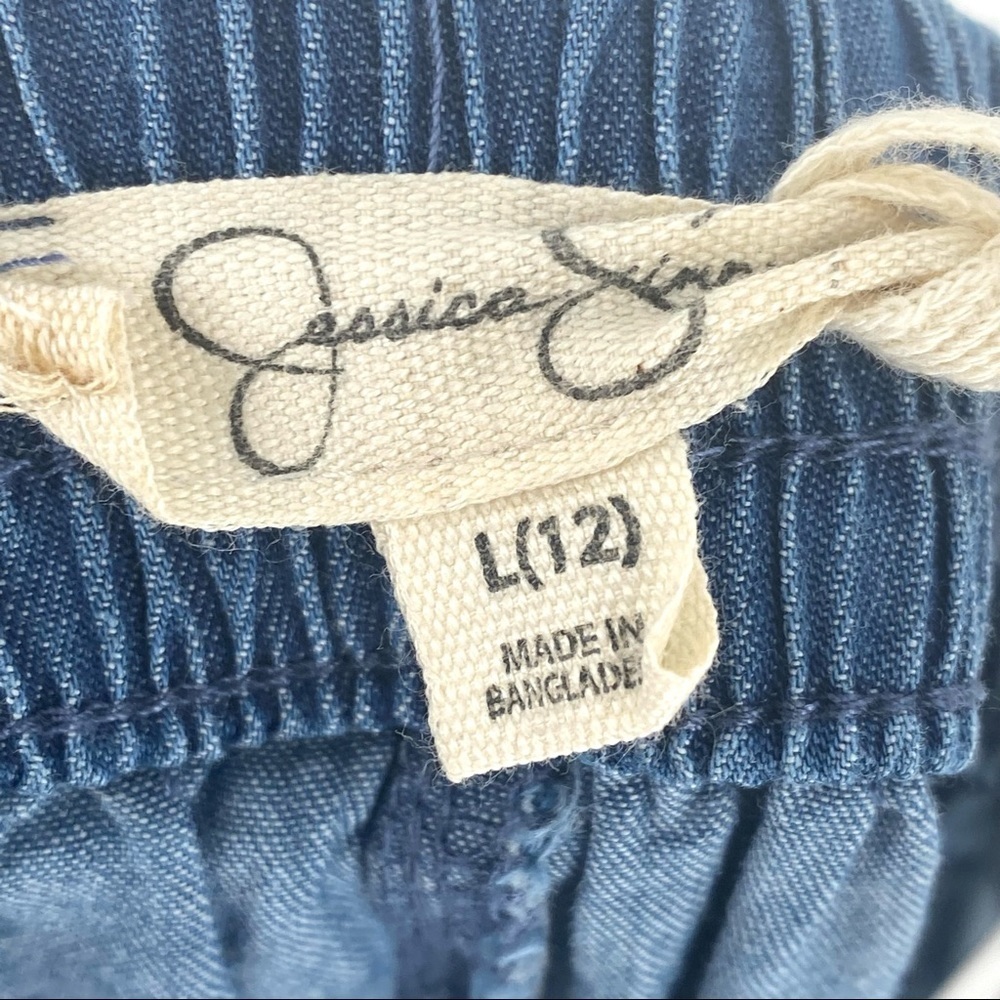 Jessica Simpson Girls Pleated Elastic Waist Wide Leg Denim Pants - L - Picture 3 of 7